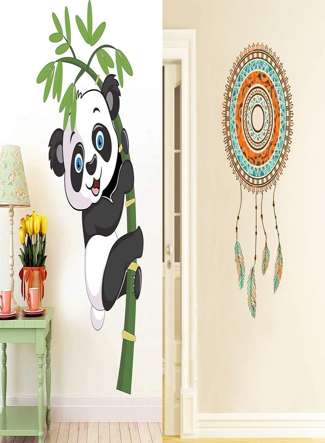 Walltech Set of 2 Wall Sticker Baby Panda and Hand Drawn Dreamcatcher Wall Sticker - Image 1