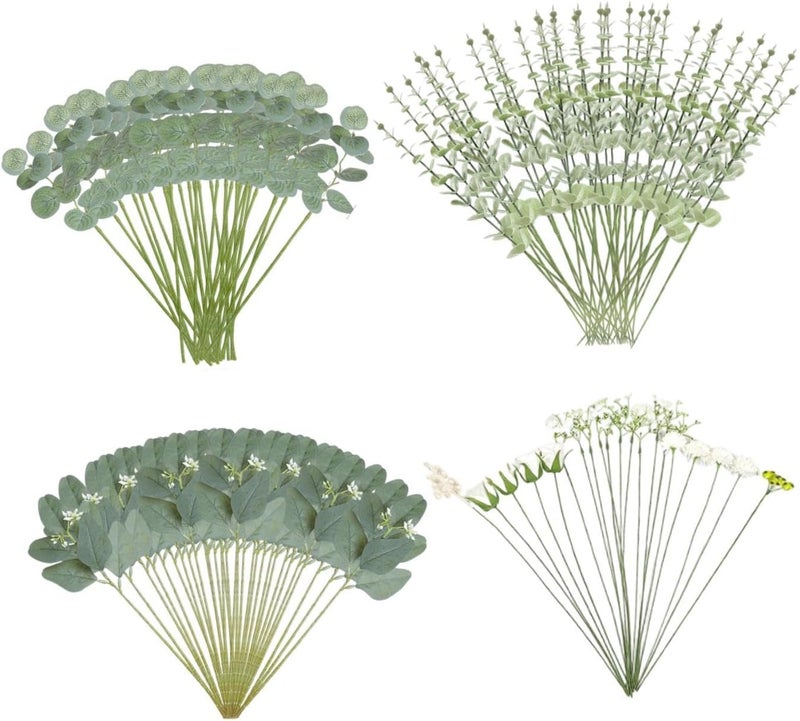 HouseVibe 110 Artificial Eucalyptus Leaves Stems Faux Greenery Branches for Flower Arrangements Home Farmhouse Wedding Party Decor- Style a - Image 4