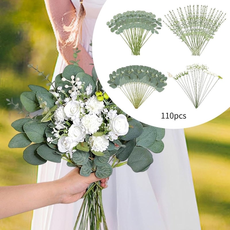 HouseVibe 110 Artificial Eucalyptus Leaves Stems Faux Greenery Branches for Flower Arrangements Home Farmhouse Wedding Party Decor- Style a - Image 5
