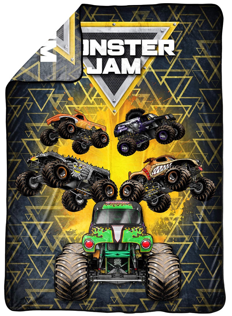 Jay Franco Monster Jam MJ Life Blanket - Measures 62 x 90 inches  Kids Bedding Features Grave Digger - Fade Resistant Super Soft Fleece - Image 2