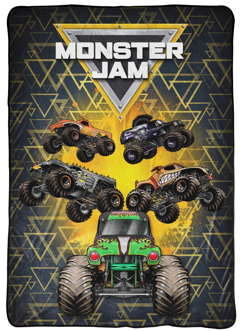 Jay Franco Monster Jam MJ Life Blanket - Measures 62 x 90 inches  Kids Bedding Features Grave Digger - Fade Resistant Super Soft Fleece - Image 1