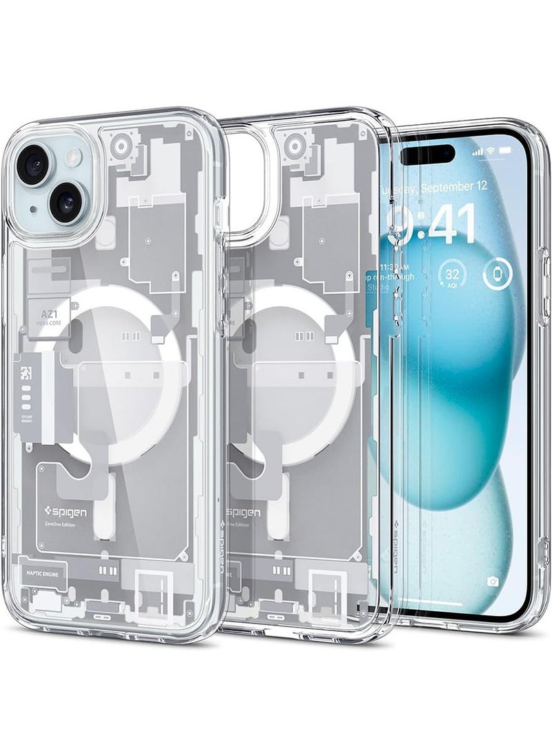 Spigen Ultra Hybrid MagFit for iPhone 15 Case Cover with MagSafe - Zero One White  - Image 1