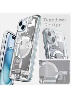 Spigen غطاء Ultra Hybrid MagFit لهاتف iPhone 15 مع MagSafe - Zero One White  - Image 4