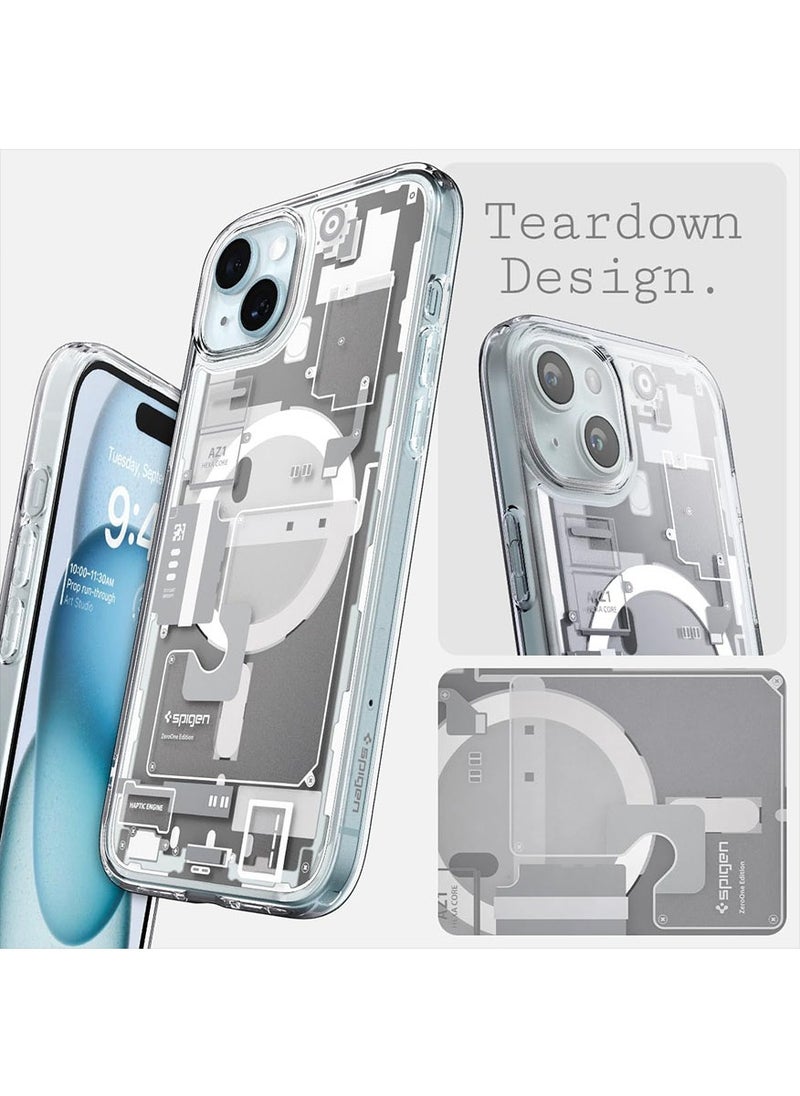 Spigen Ultra Hybrid MagFit for iPhone 15 Case Cover with MagSafe - Zero One White  - Image 4