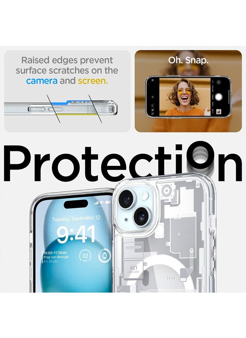 Spigen Ultra Hybrid MagFit for iPhone 15 Case Cover with MagSafe - Zero One White  - Image 5