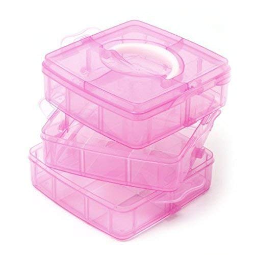 EBOFAB 18 Grid Plastic Accessories Storage Box 3 Layer Jewelry Storage Organizer with Collapsible DividersMulticolour - Image 1