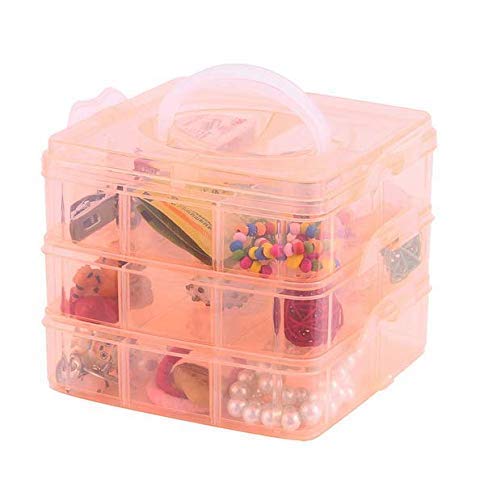 EBOFAB 18 Grid Plastic Accessories Storage Box 3 Layer Jewelry Storage Organizer with Collapsible DividersMulticolour - Image 2