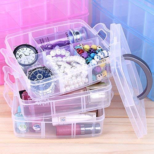 EBOFAB 18 Grid Plastic Accessories Storage Box 3 Layer Jewelry Storage Organizer with Collapsible DividersMulticolour - Image 3
