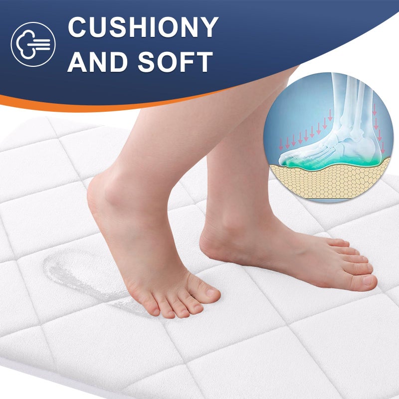 OLANLY Memory Foam Bath Mat 36x24  Ultra Soft and Absorbent Bathroom Rugs  Machine Washable  Comfortable Bath Carpet for Bathroom Floor  Tub and Shower  White - Image 2