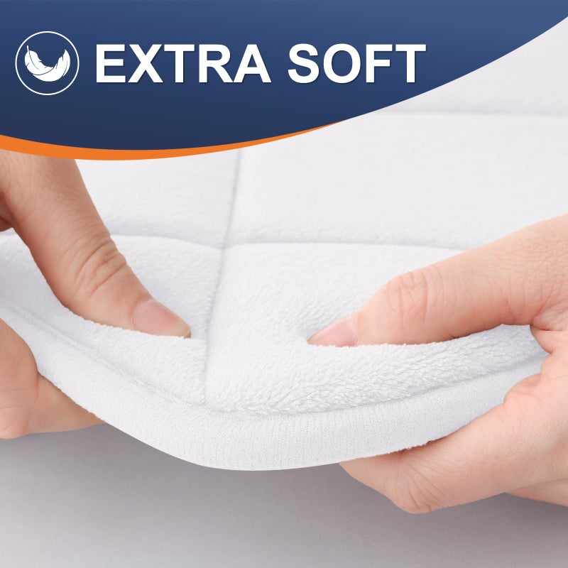 OLANLY Memory Foam Bath Mat 36x24  Ultra Soft and Absorbent Bathroom Rugs  Machine Washable  Comfortable Bath Carpet for Bathroom Floor  Tub and Shower  White - Image 3