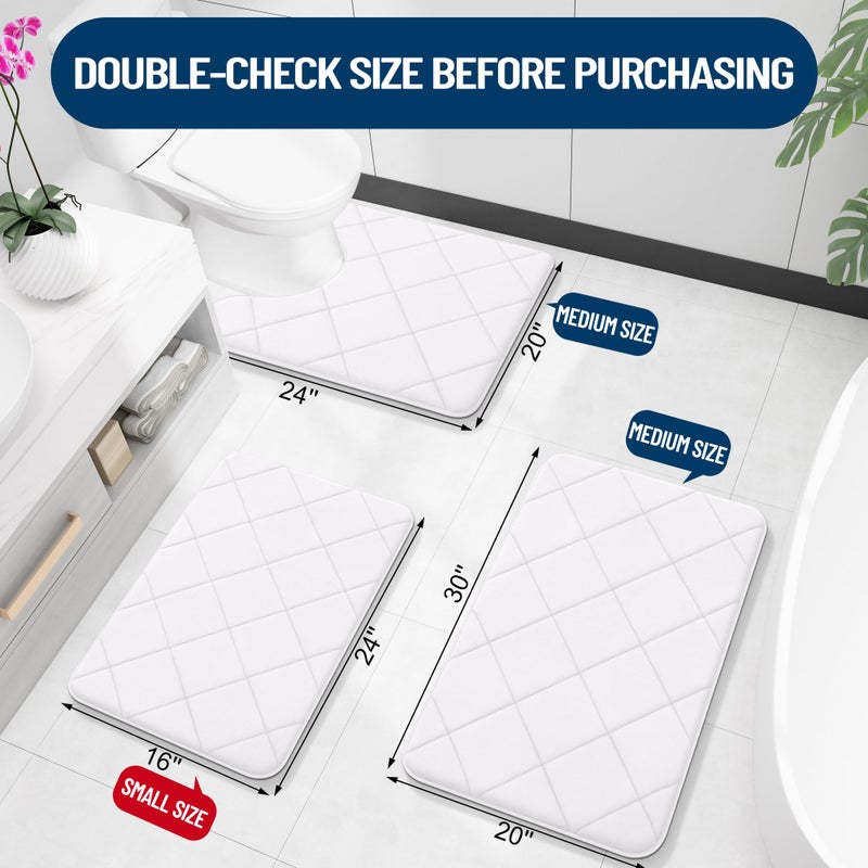 OLANLY Memory Foam Bath Mat 36x24  Ultra Soft and Absorbent Bathroom Rugs  Machine Washable  Comfortable Bath Carpet for Bathroom Floor  Tub and Shower  White - Image 1
