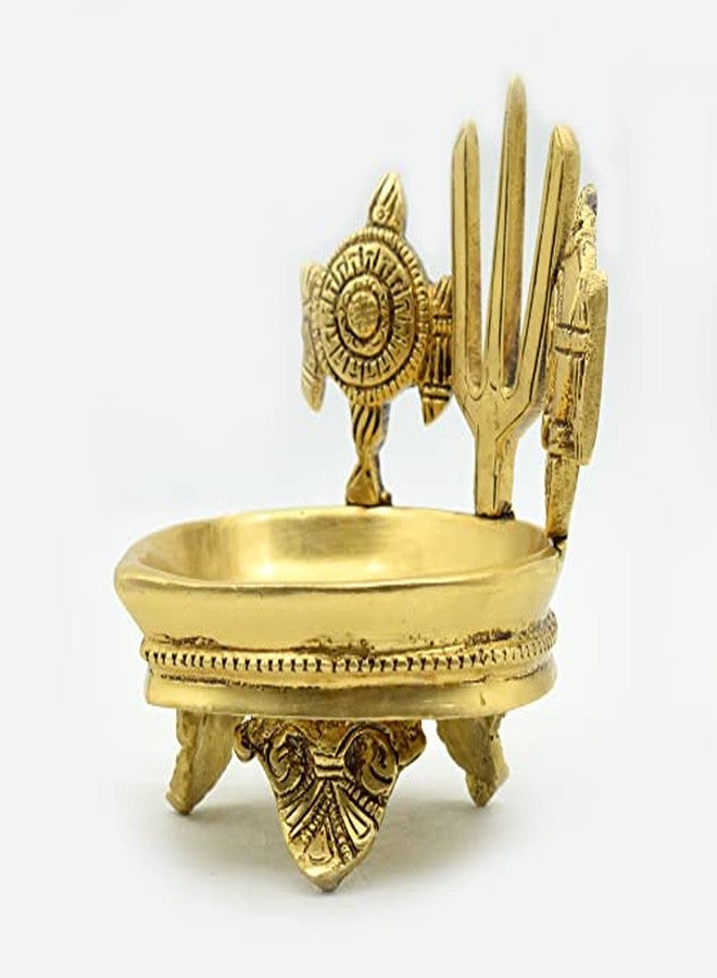 Dalvkot Shankh Chakra Namah Diya Brass Big Size for Pooja Room - Image 3