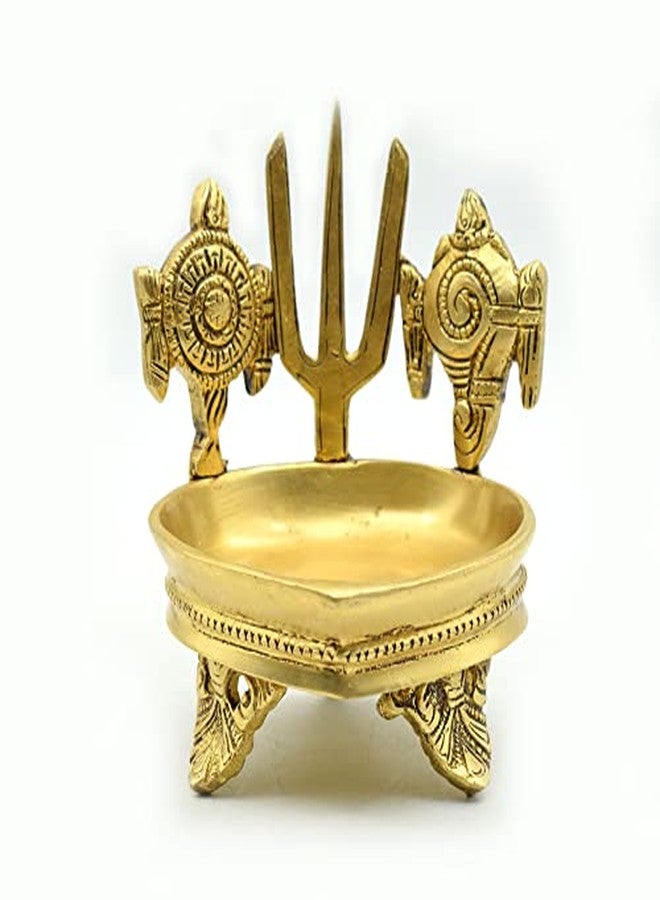 Dalvkot Shankh Chakra Namah Diya Brass Big Size for Pooja Room - Image 1