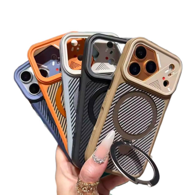 Acrylic MagSafe Case for iPhone 17 / 17 Air / 17 Pro / 17 Pro Max with Shockproof and Drop Protection plus Shockproof plus Anti-Fingerprint plus 360° Rotating Magnetic Kickstand in Blue - Image 2