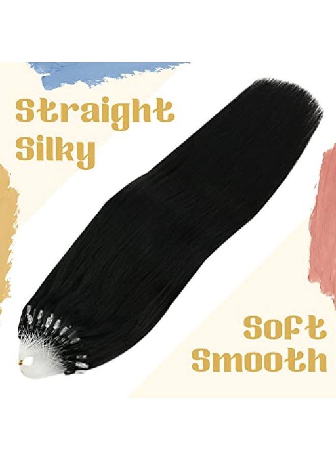 Sunny Hair - Sunny Micro Link Hair Extensions Human Hair Jet Black Hair Extensions Micro Ring 1 Black Cold Fusion Micro Beads Hair Extensions Human Hair Black Micro Loops Real Hair Extensions 50G/50S 18Inch - Image 1