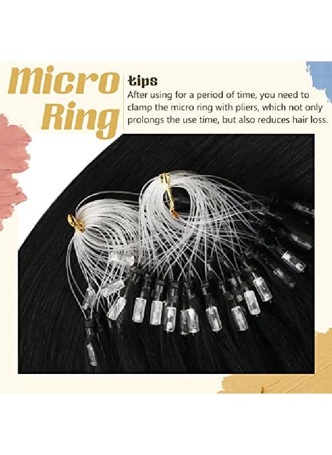 Sunny Hair - Sunny Micro Link Hair Extensions Human Hair Jet Black Hair Extensions Micro Ring 1 Black Cold Fusion Micro Beads Hair Extensions Human Hair Black Micro Loops Real Hair Extensions 50G/50S 18Inch - Image 1