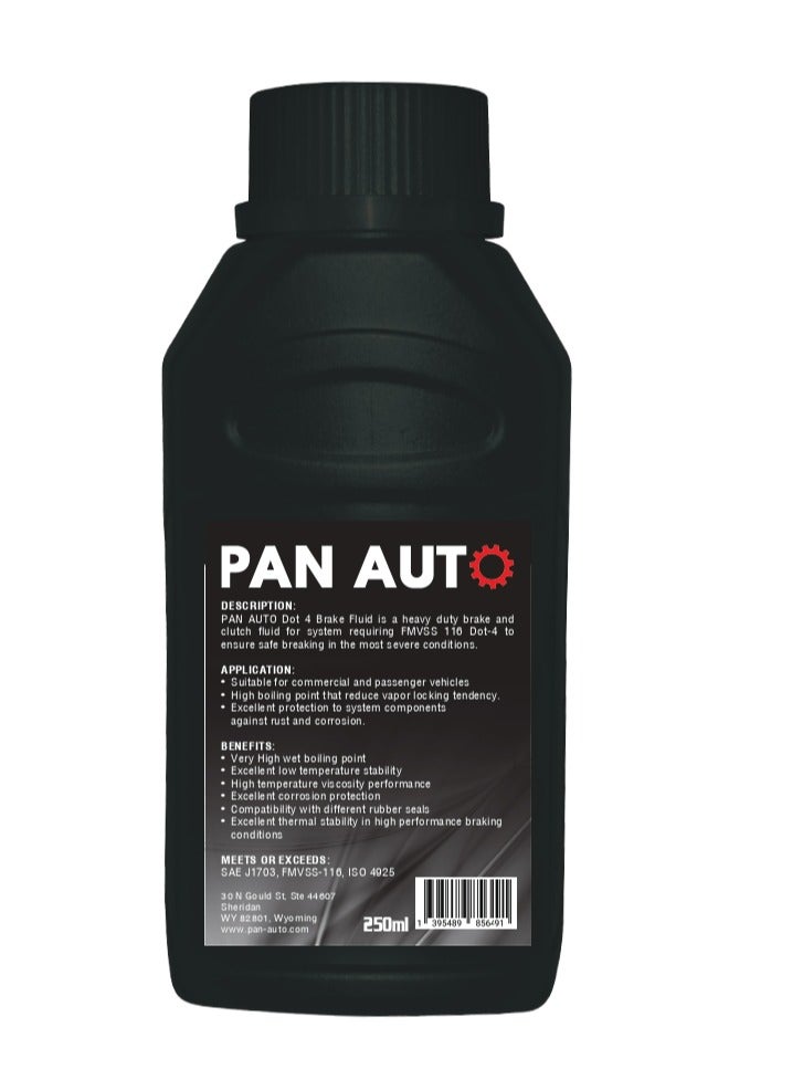 Pan Auto Heavy Duty Synthetic Brake Fluid DOT 4, 250ml – Suitable for ABS, Disc, and Drum Brake Systems - Image 2
