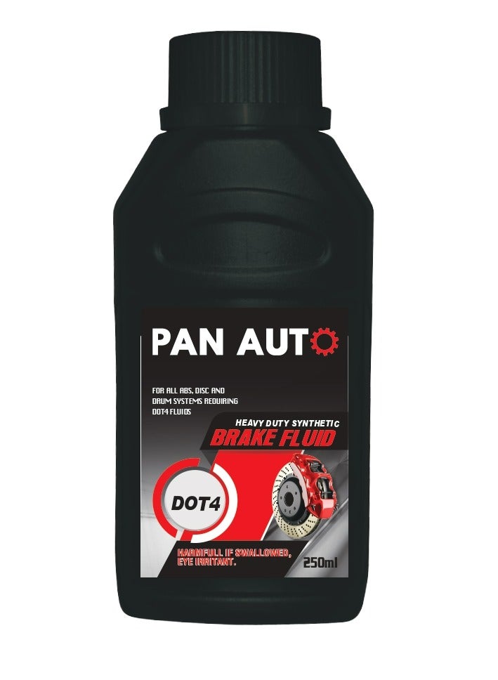 Pan Auto Heavy Duty Synthetic Brake Fluid DOT 4, 250ml – Suitable for ABS, Disc, and Drum Brake Systems - Image 1