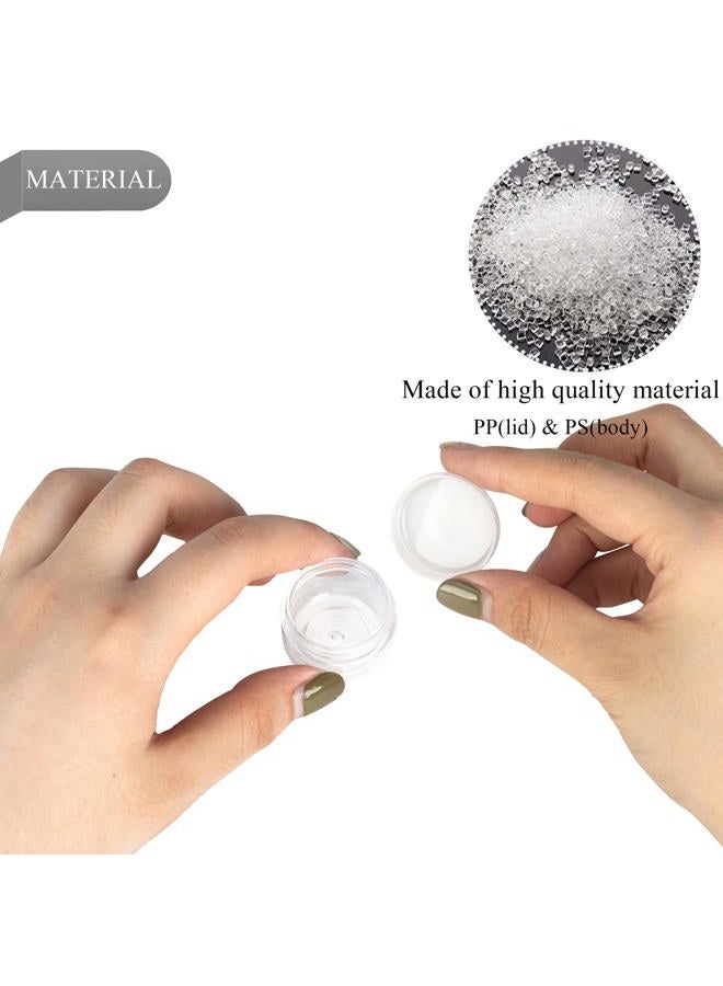 YOMOSPACE 100PCS 5 Gram Sample Containers, 5ml Empty Jars with Lids, Small Cosmetic Containers, Mini Sample Jars with 8PCS Mini Spatulas for Make Up, Oils, Lotion, Powder, Paint, Jewelry, Lip Balms(Clear Lid) - Image 3