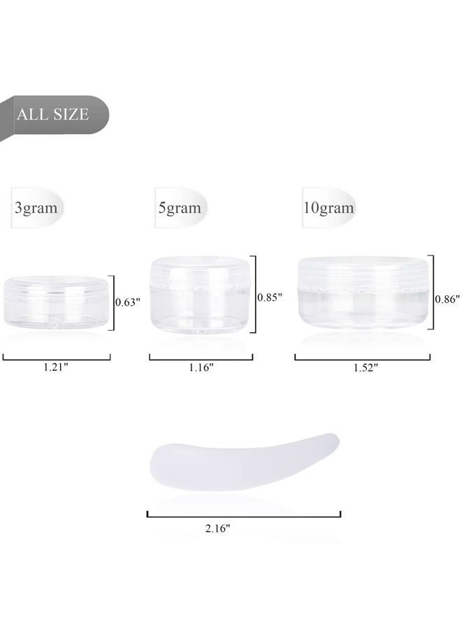 YOMOSPACE 100PCS 5 Gram Sample Containers, 5ml Empty Jars with Lids, Small Cosmetic Containers, Mini Sample Jars with 8PCS Mini Spatulas for Make Up, Oils, Lotion, Powder, Paint, Jewelry, Lip Balms(Clear Lid) - Image 2