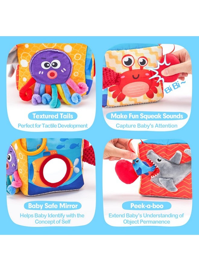 hahaland Baby Tissue Box Toy - Baby Toys 6-12 Months Montessori Toys For 6 Month Old Toys With Textured Tails, Cloth Tissues, Crinkle, Squeaky Sounds, Mirror - Image 4