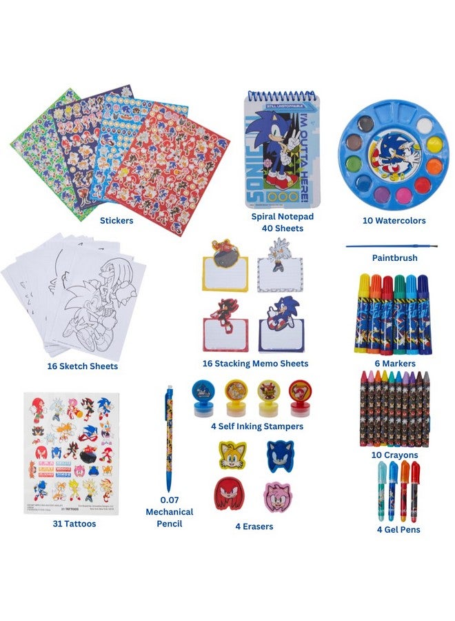 إنوفيتيف ديزاينز مجموعة فنية إبداعية ممتعة للأطفال من Sonic The Hedgehog للتلوين والرسم والحرف اليدوية - Image 1