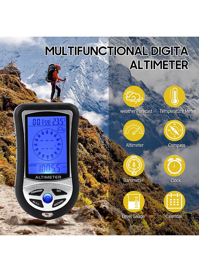 Generic - 8-in-1 Multifunctional Electronic Altimeter Barometer LCD Digital Compass Thermometer Portable Handheld Height Gauge Weather - Image 1
