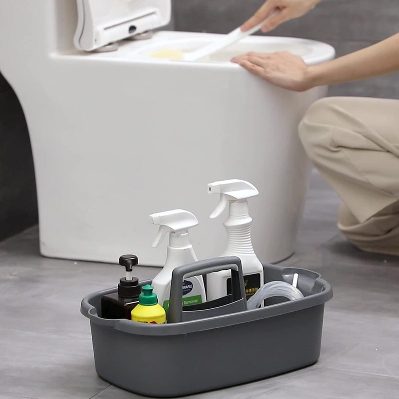 MAPPLE CREATION Perfect Large Grey Plastic Storage Caddy with Handles, Portable Plastic Shower Caddy with Handle, Ideal for Cars, Dorms, Bathrooms, Gardens - Image 1