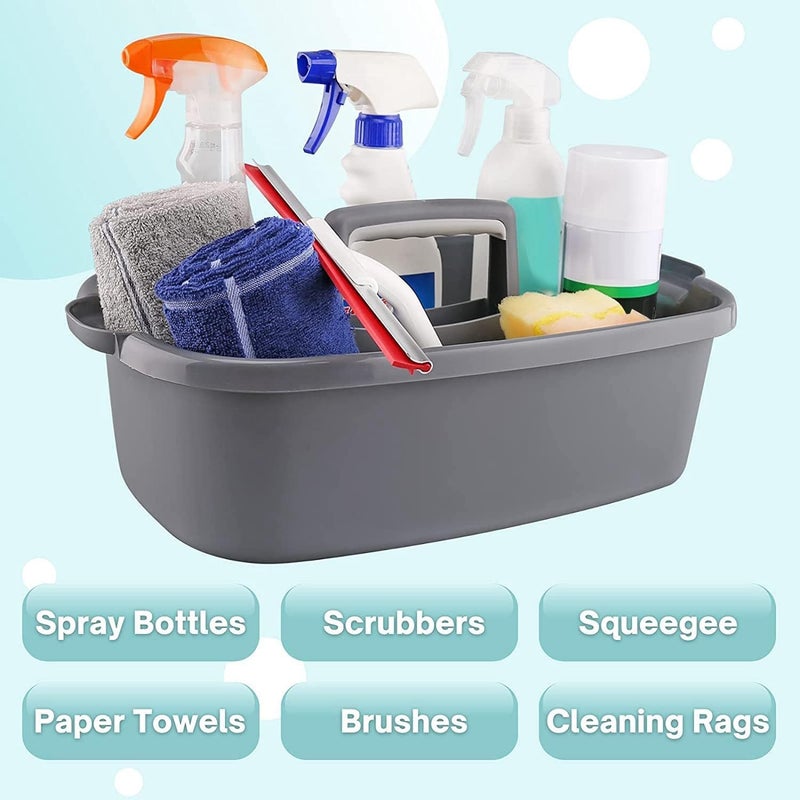 MAPPLE CREATION Perfect Large Grey Plastic Storage Caddy with Handles, Portable Plastic Shower Caddy with Handle, Ideal for Cars, Dorms, Bathrooms, Gardens - Image 3