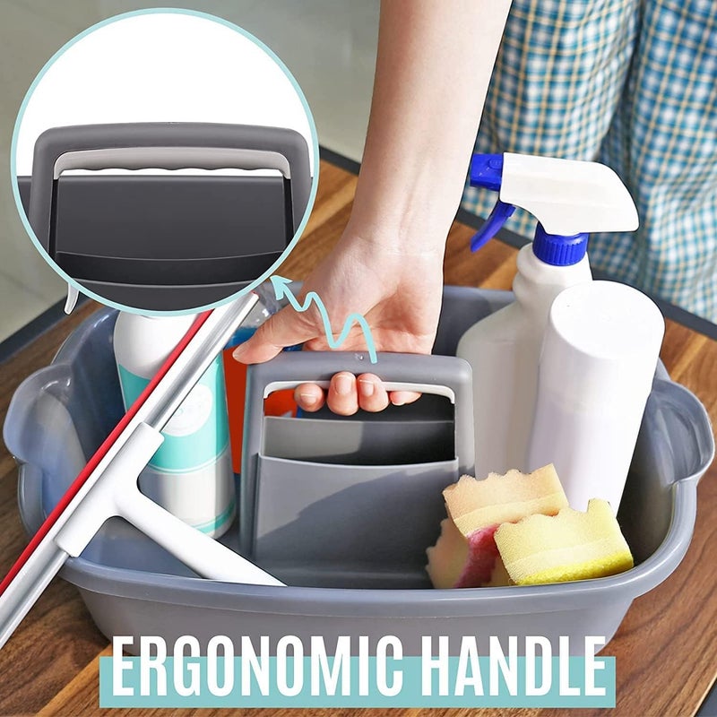 MAPPLE CREATION Perfect Large Grey Plastic Storage Caddy with Handles, Portable Plastic Shower Caddy with Handle, Ideal for Cars, Dorms, Bathrooms, Gardens - Image 5