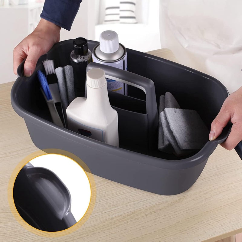 MAPPLE CREATION Perfect Large Grey Plastic Storage Caddy with Handles, Portable Plastic Shower Caddy with Handle, Ideal for Cars, Dorms, Bathrooms, Gardens - Image 2