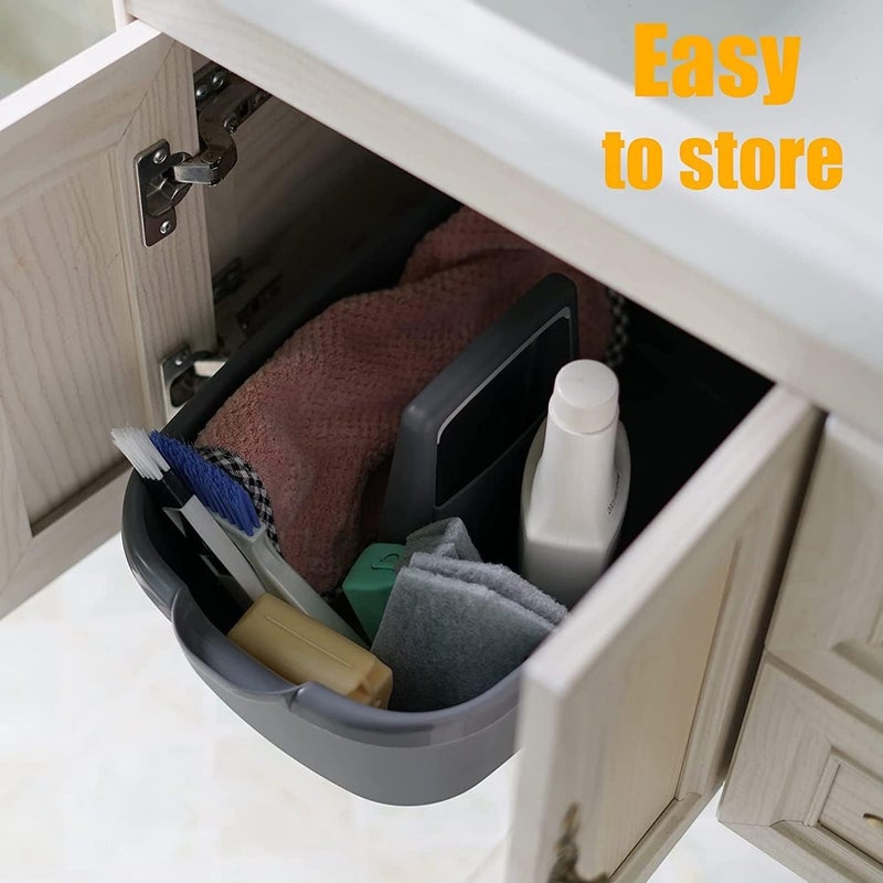 MAPPLE CREATION Perfect Large Grey Plastic Storage Caddy with Handles, Portable Plastic Shower Caddy with Handle, Ideal for Cars, Dorms, Bathrooms, Gardens - Image 4
