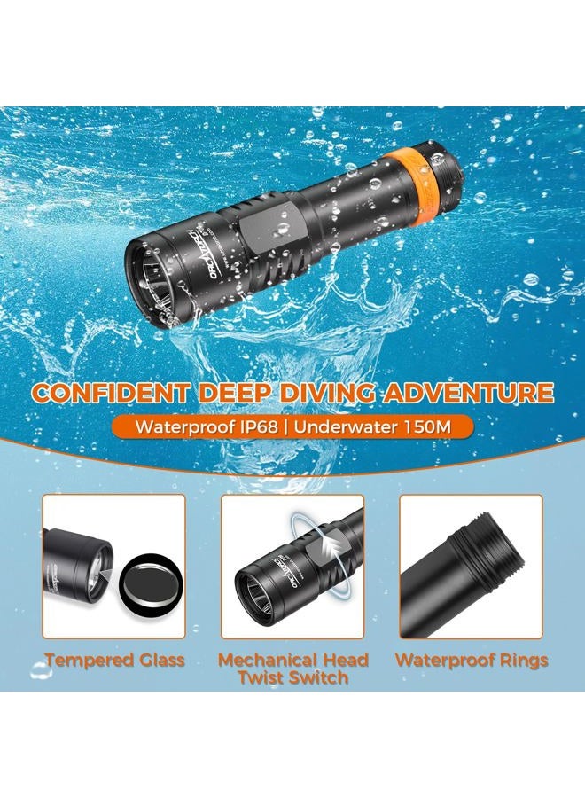 ORCATORCH D700 1700 Lumens Dive Light Torch Mechanical Head Twist ON/Off Professional Underwater Submersible Flashlight, IP68 Waterproof, for Scuba Divers Technical Wreck Deep Sea Diving - Image 5