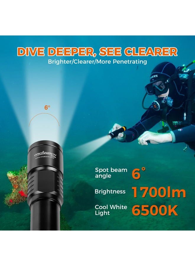 ORCATORCH D700 1700 Lumens Dive Light Torch Mechanical Head Twist ON/Off Professional Underwater Submersible Flashlight, IP68 Waterproof, for Scuba Divers Technical Wreck Deep Sea Diving - Image 3