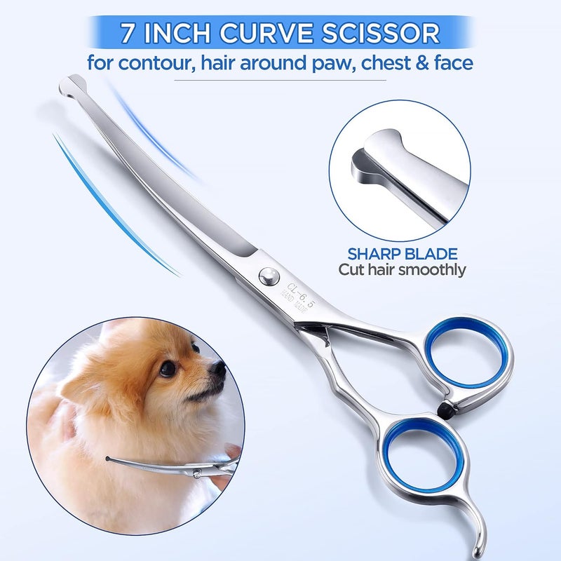 Gimars 7.0in Professional 4CR Stainless Steel Safety Round Tip 6 in 1 Professional Dog Grooming Scissors Heavy Duty Titanium Coated Pet Grooming Scissor for Dogs, Cats and Other Animals - Image 5