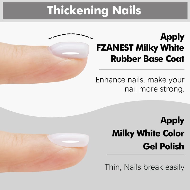 FZANEST Builder Gel for Nails, Milky White Gel Polish Rubber Base For Nails Strengthener Extension Apex Building Repair UV LED Color Base Nail Polish in Bottle - Image 5