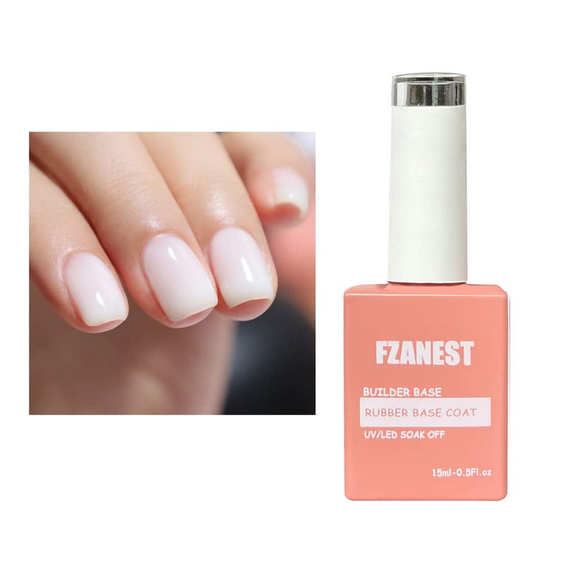 FZANEST Builder Gel for Nails, Milky White Gel Polish Rubber Base For Nails Strengthener Extension Apex Building Repair UV LED Color Base Nail Polish in Bottle - Image 1
