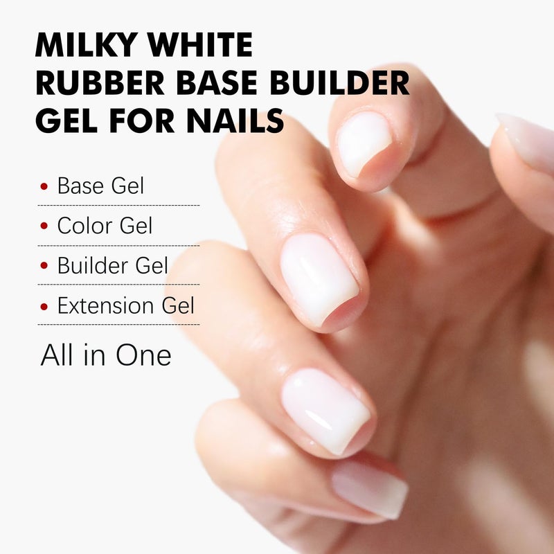FZANEST Builder Gel for Nails, Milky White Gel Polish Rubber Base For Nails Strengthener Extension Apex Building Repair UV LED Color Base Nail Polish in Bottle - Image 2