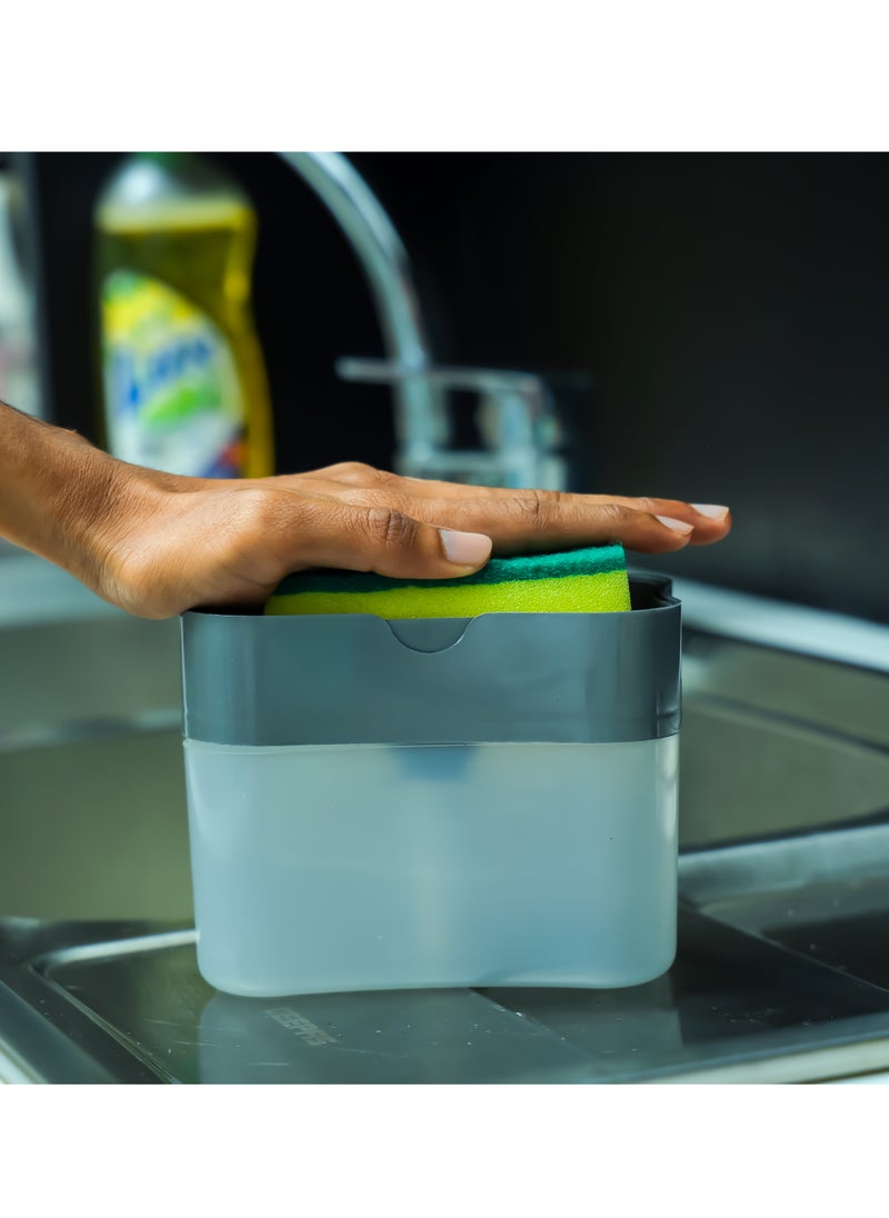 DELCASA DelCasa Liquid Soap Dispenser with Sponge Scrubber DC2602  - Image 3