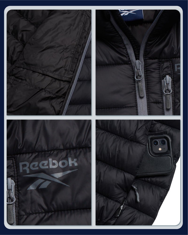 Reebok Boys Puffer Jacket - Midweight Quilted Insulated Winter Coat - Water and Wind Resistant Winter Jacket for Boys, Size 8, Black - Image 5