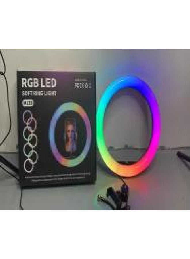 Photography Live Light 8-inch/13-inch/18-inch Indoor Mobile Phone Photography RGB Ring Light-Specification:Mj33rgb 13inch * (33cm) Wire Control * Ring Light Type * 1 Hose. Hose Clamp * 1 Cloud Billiard Ball (plus Remote Control)  - Image 1