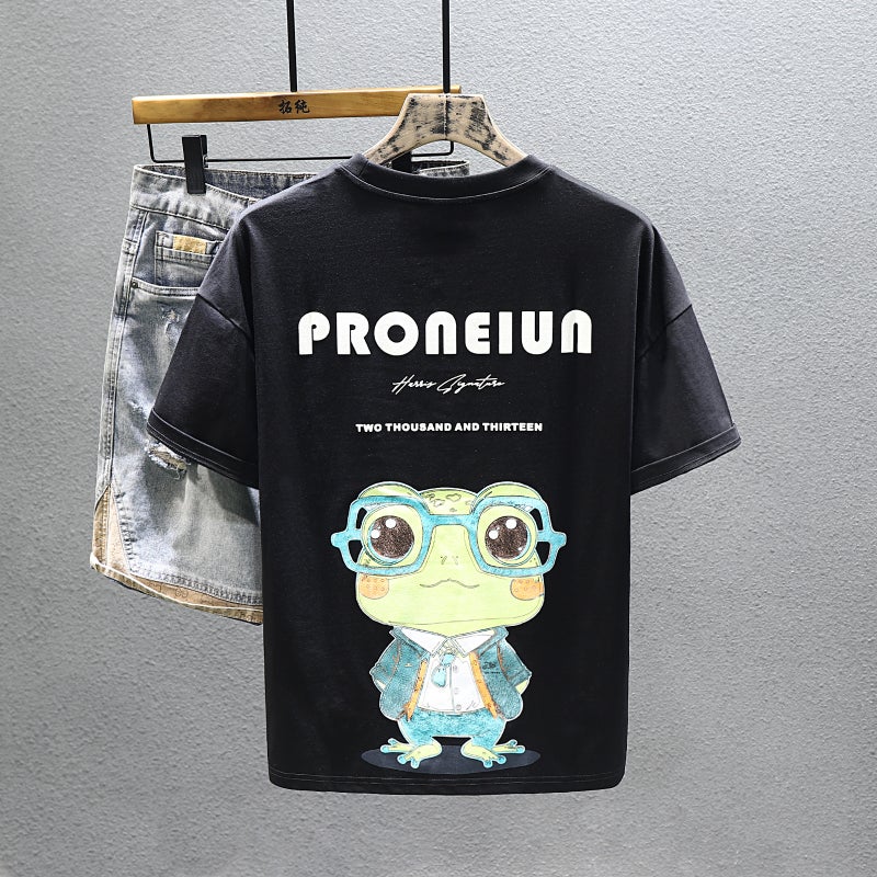 Trendy Brand Short-Sleeved T-Shirt Summer Arrival Loose Top American Style Ins Five-Sleeved Cartoon All-Match T-Shirt For Boys - Image 4