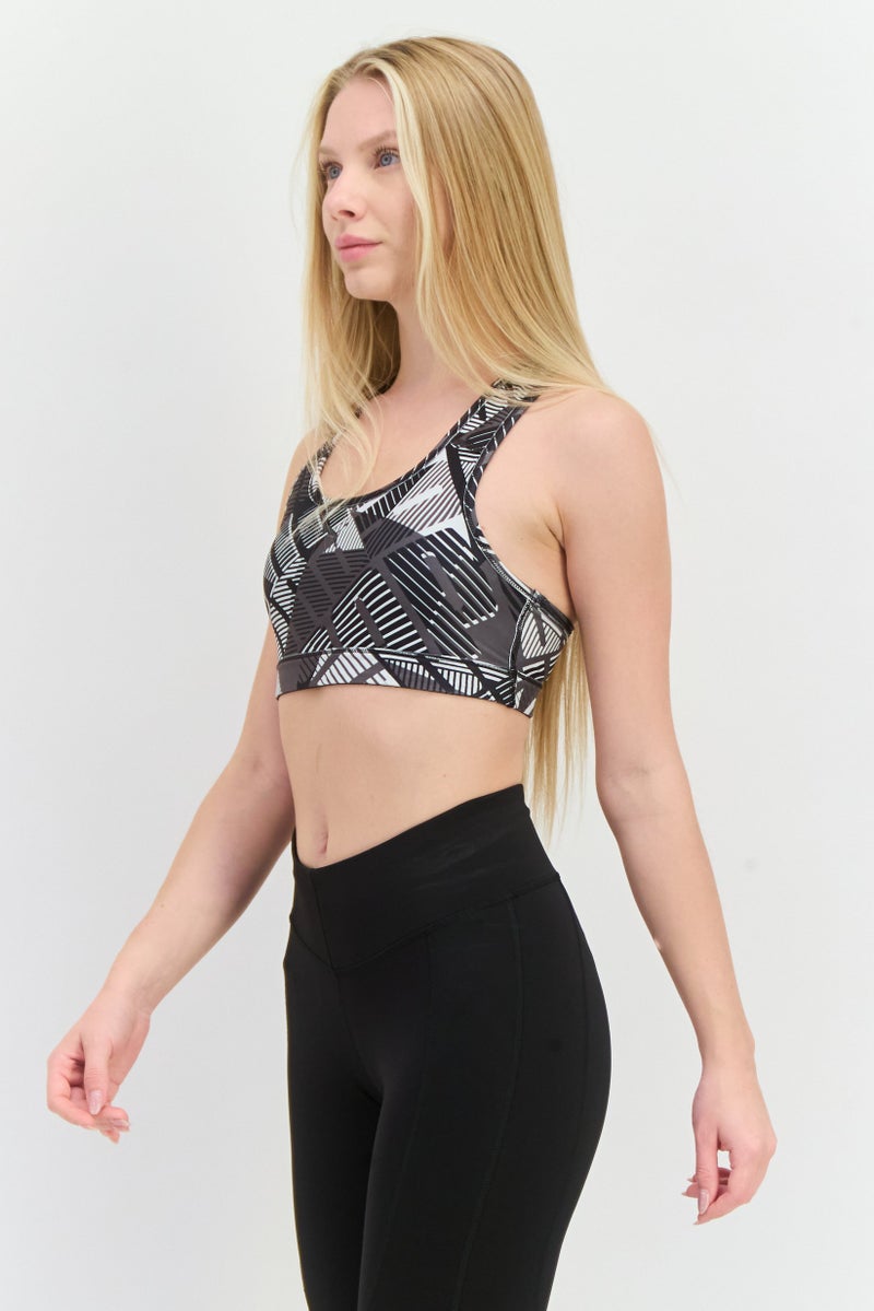 PUMA Women Allover Printed Padded Sports Bra, Black  - Image 2