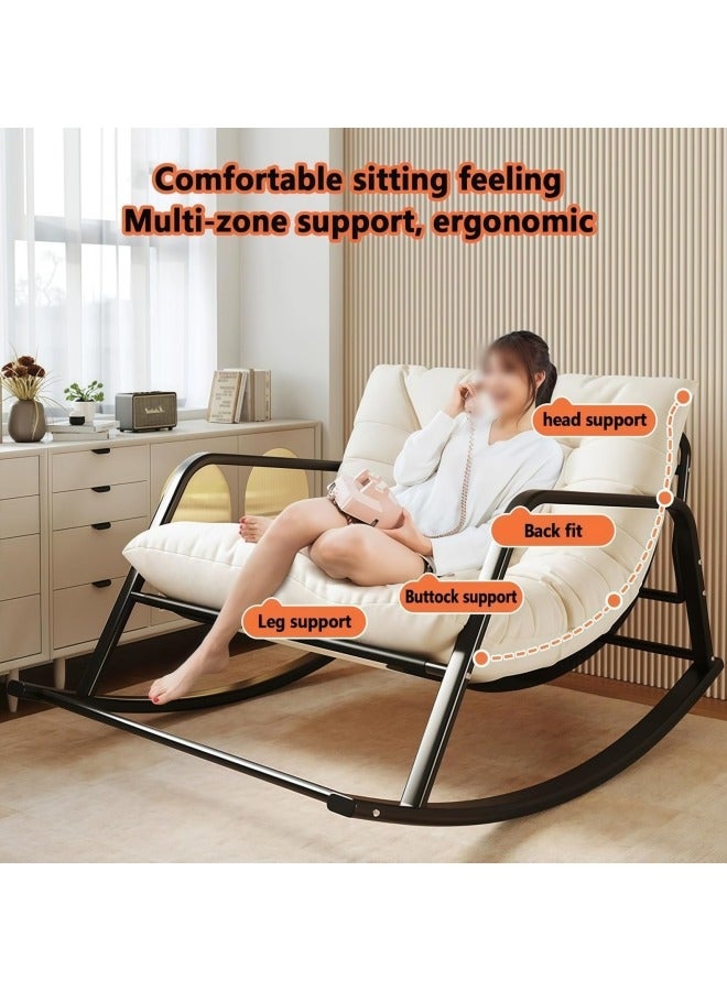 GGEROU كرسي هزاز مزدوج، كرسي هزاز مبطن بسماكة مع جيب جانبي وقاعدة معدنية، كرسي هزاز مع مسند ظهر مرتفع لغرفة المعيشة وغرفة النوم والمكتب باللون البرتقالي - Image 5