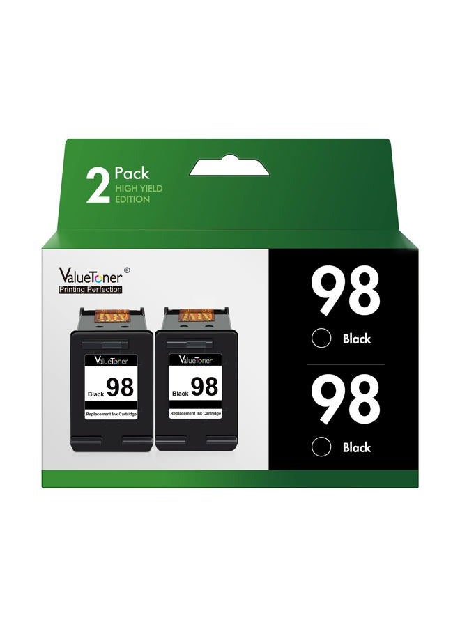 Valuetoner Remanufactured Ink Cartridge Replacement for HP 98 (C9364WN) for Officejet 150 100 6310 H470, PhotoSmart 2570 2575 8050 C4180 C4150, Deskjet 460 5940 D4145 D4155 Printer (Black, 2 Pack) - Image 1