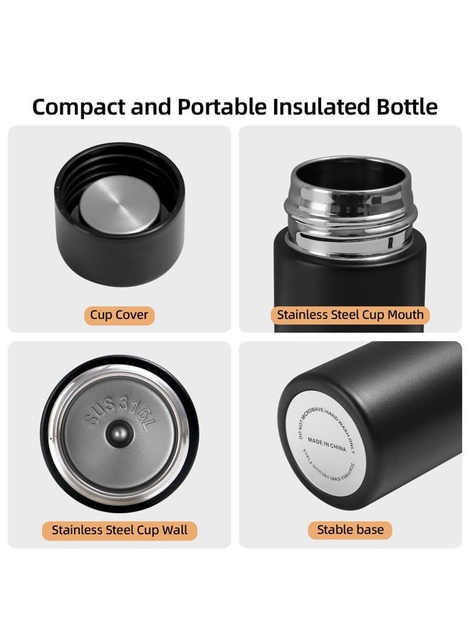 coocuture Cute Water Bottle - 5 Oz Mini Insulated Stainless Steel Bottle - Keeps Cold for 12 hours, Hot for 6 hours, Perfect for Purse or Kids Lunch Bag （Black） - Image 2