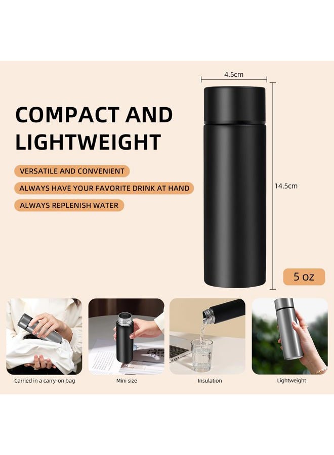 coocuture Cute Water Bottle - 5 Oz Mini Insulated Stainless Steel Bottle - Keeps Cold for 12 hours, Hot for 6 hours, Perfect for Purse or Kids Lunch Bag （Black） - Image 3