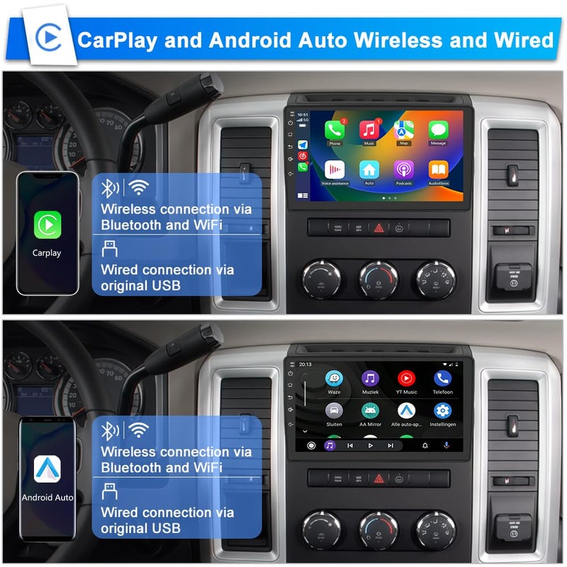 Votheon Car Stereo Radio for Jeep Wrangler JK 2007-2018 Dodge RAM 1500 Chrysler Compass Grand Cherokee, Android 13 2GB 64GB 10 Inch Touchscreen, Wireless CarPlay Android Auto, Backup Camera, FM AM WiFi RDS - Image 3