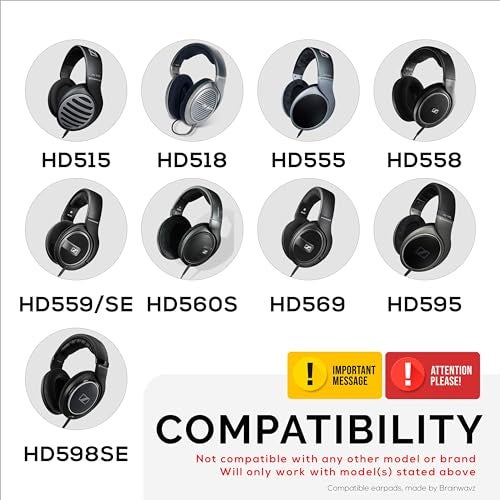BRAINWAVZ Replacement Earpads for Sennheiser HD598 CSSESR HD599 HD558 HD518 HD595 HD569 HD579 HD560 HD555 HD515 HD559 Headphones Soft Velour Extra Comfort by Brainwavz Black - Image 3
