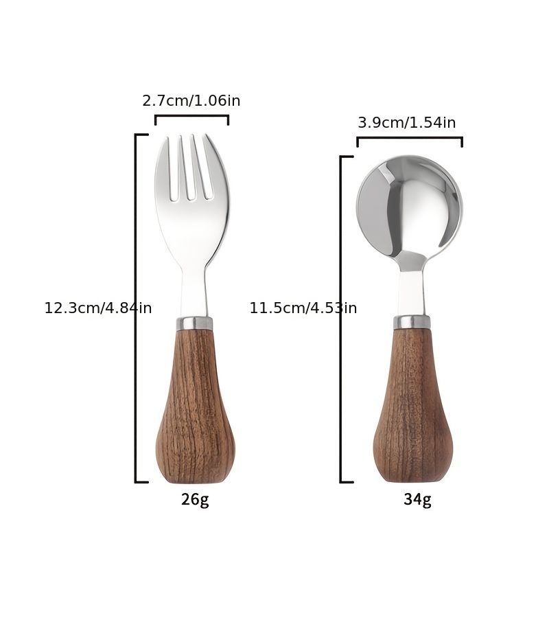 2pcs 304 Stainless Steel Creative Upright Walnut Spoon Fork Fruit Dessert Household Cutlery Set - Image 3